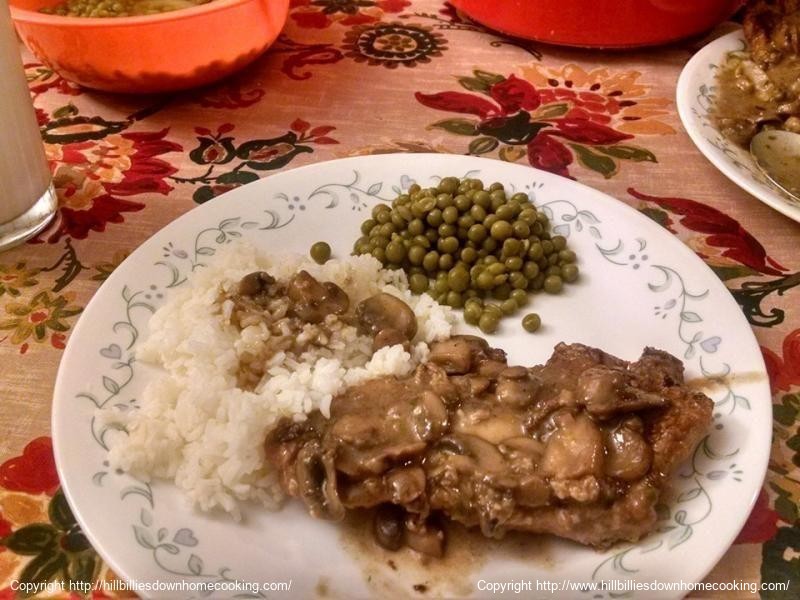 Pork Chops with Creamy Bourbon Mushroom Sauce 
